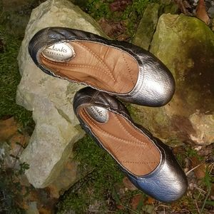 Clarke's Artisan Metallic Gold Leather Ballet Flat